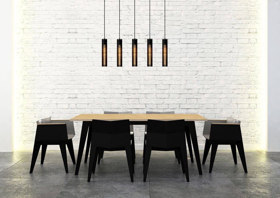 Suspension Lionel 5 lumières noire
