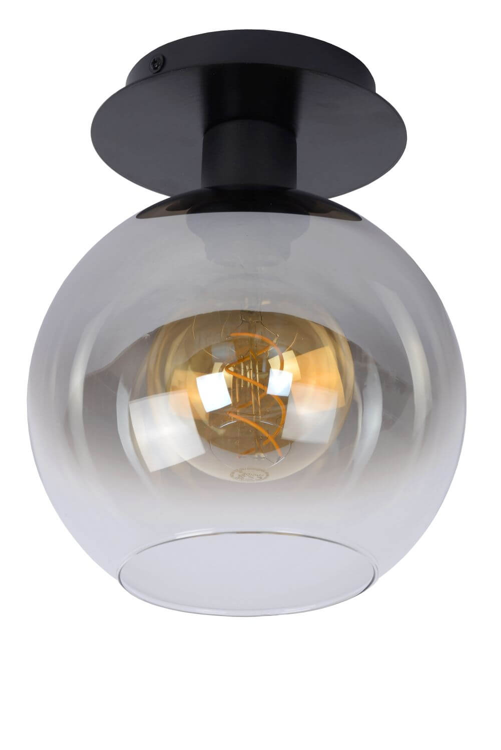 Plafonnier Marius noir et fumé, verre