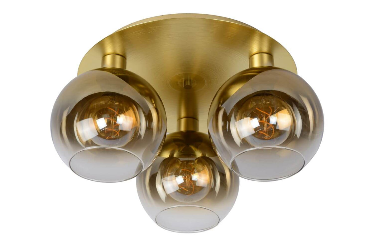 Plafonnier Marius 3 lumières doré mat, verre