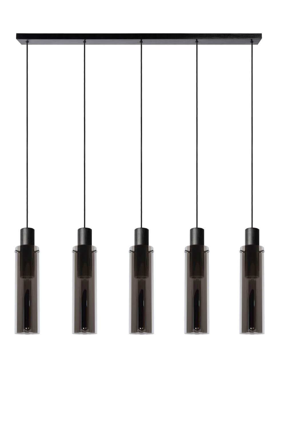 Suspension Orlando 5 lumières fumée et grise, verre
