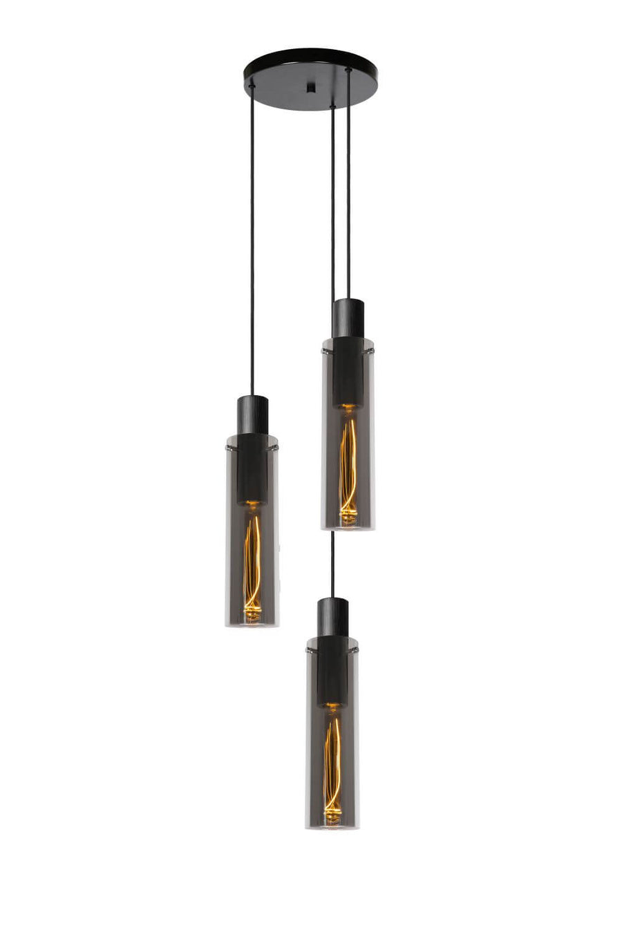Suspension Orlando 3 lumières fumée et grise, verre