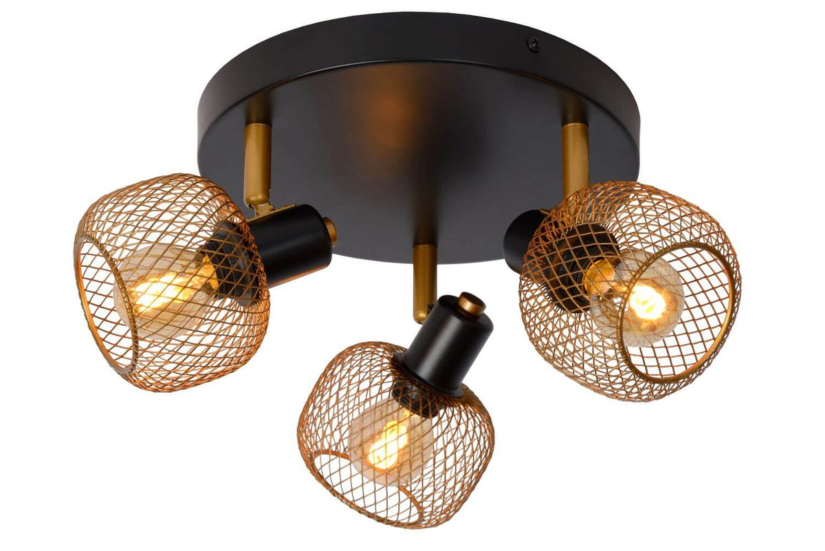 Plafonnier Maren 3 lumières doré mat et noir