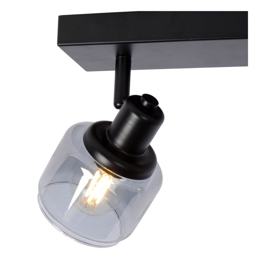 Plafonnier Bjorn 2 lumières noir et fumé, verre