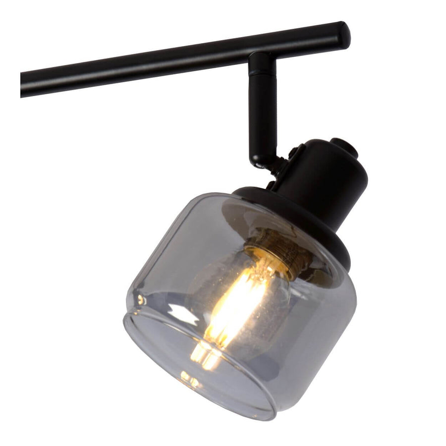 Plafonnier Bjorn 4 lumières noir et fumé, verre