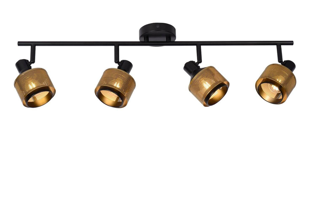 Plafonnier Rafa 4 lumières noir et doré mat