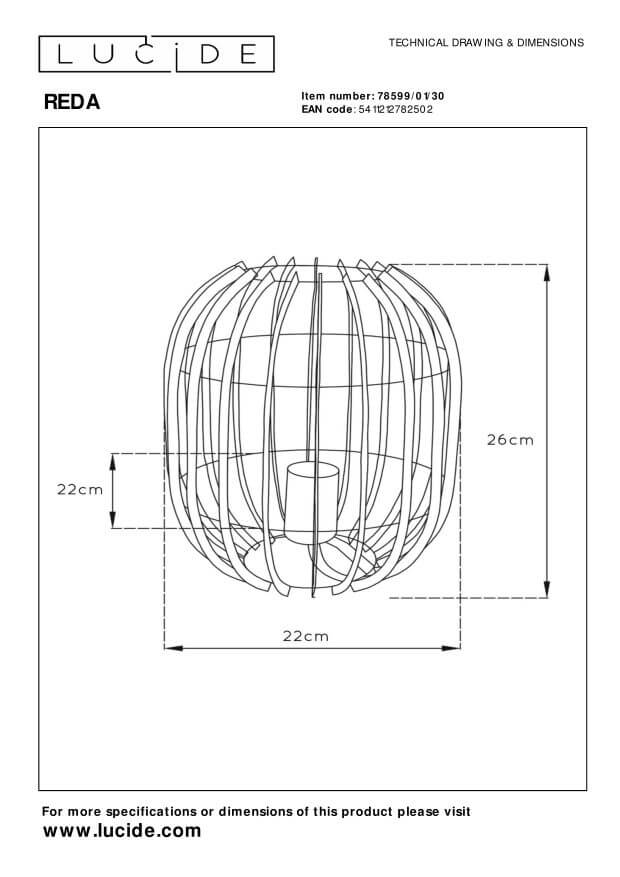 Lampe à poser Reda noire, H 26 cm