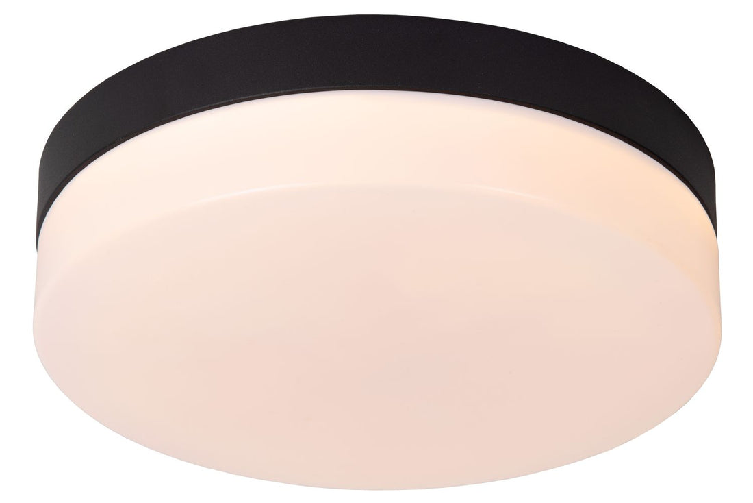 Plafonnier Biskit noir et opale, Ø 23 cm
