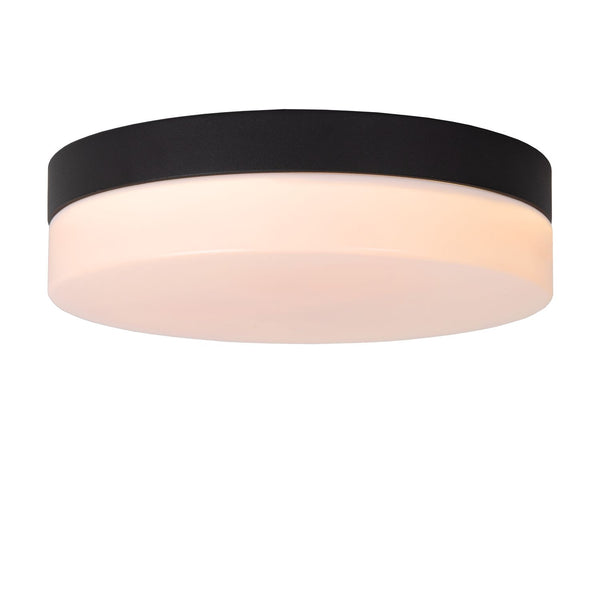 Plafonnier Biskit noir et opale, Ø 23 cm