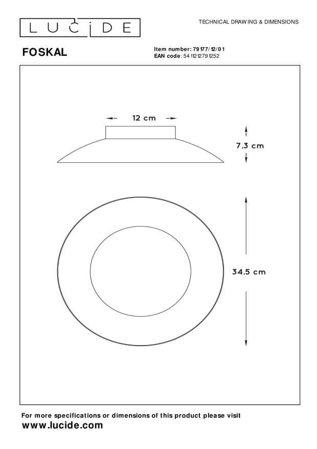 Plafonnier Foskal laiton, Ø 34,5 cm
