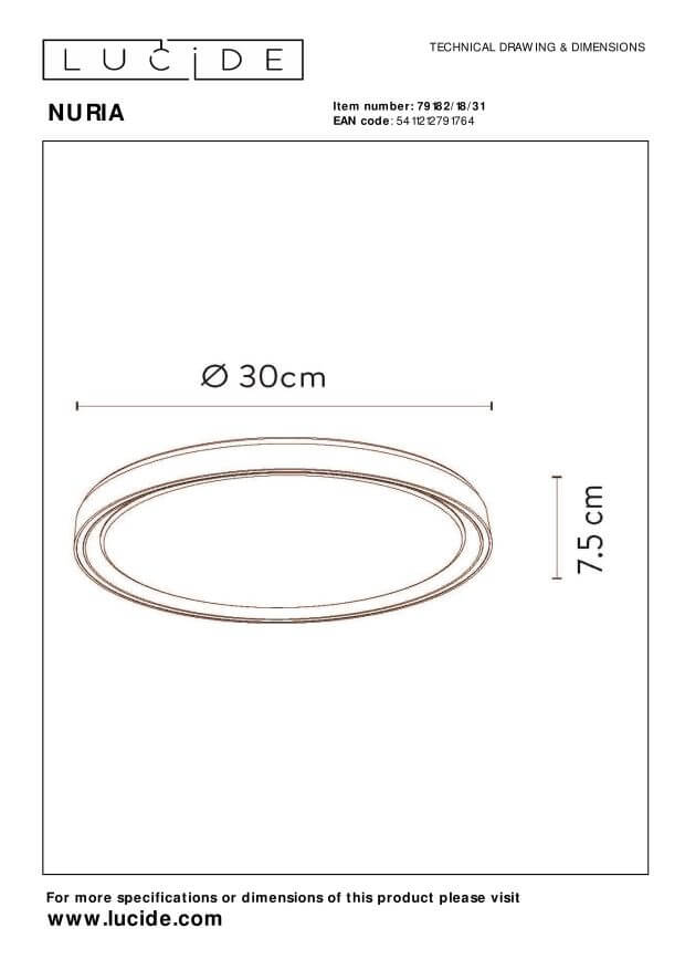Plafonnier Nuria blanc, Ø 30 cm