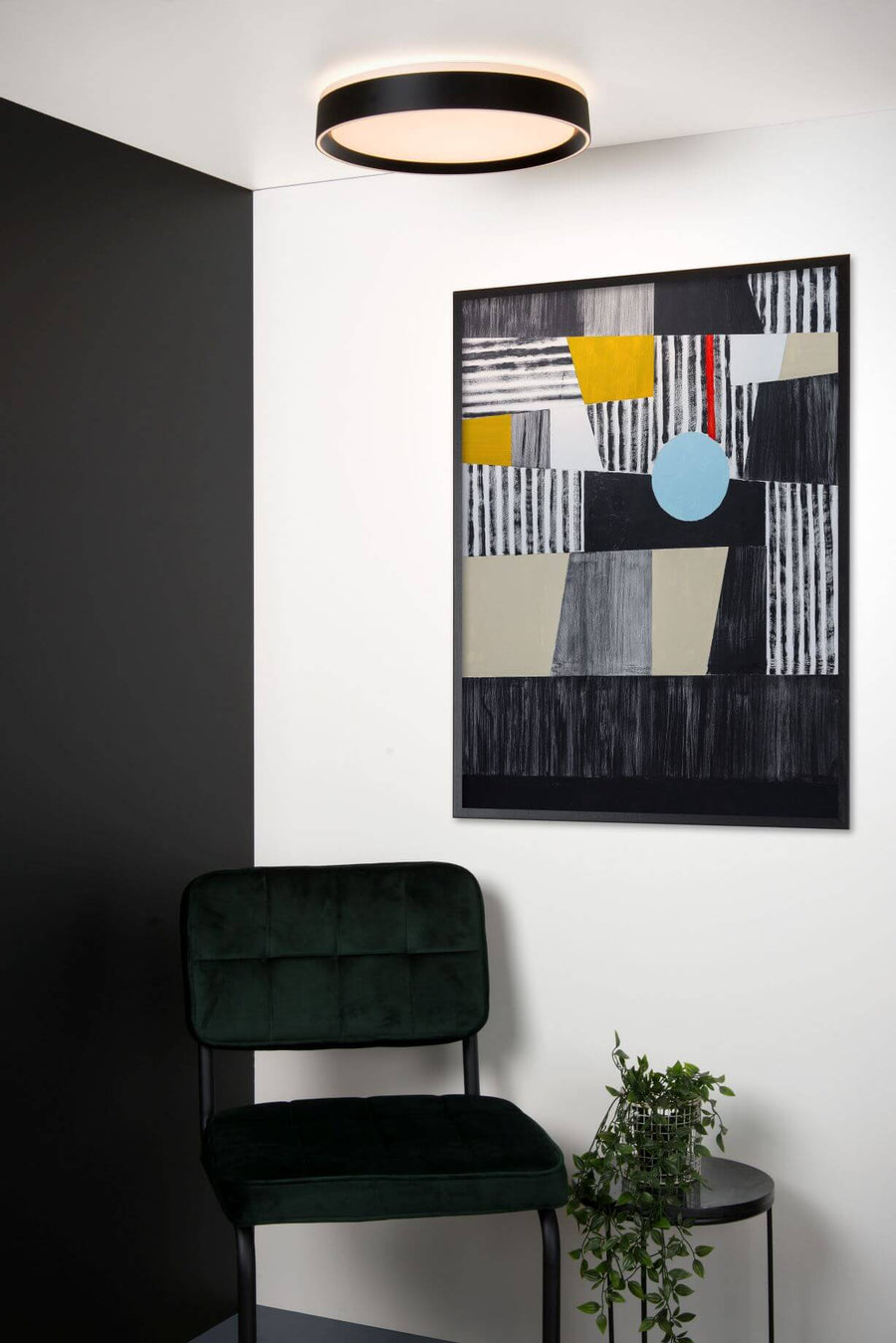 Plafonnier Nuria noir, Ø 40 cm