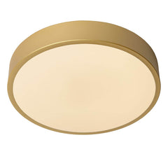 Plafonnier Unar doré mat et opale, Ø 30 cm