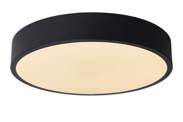 Plafonnier Unar noir et opale, Ø 30 cm