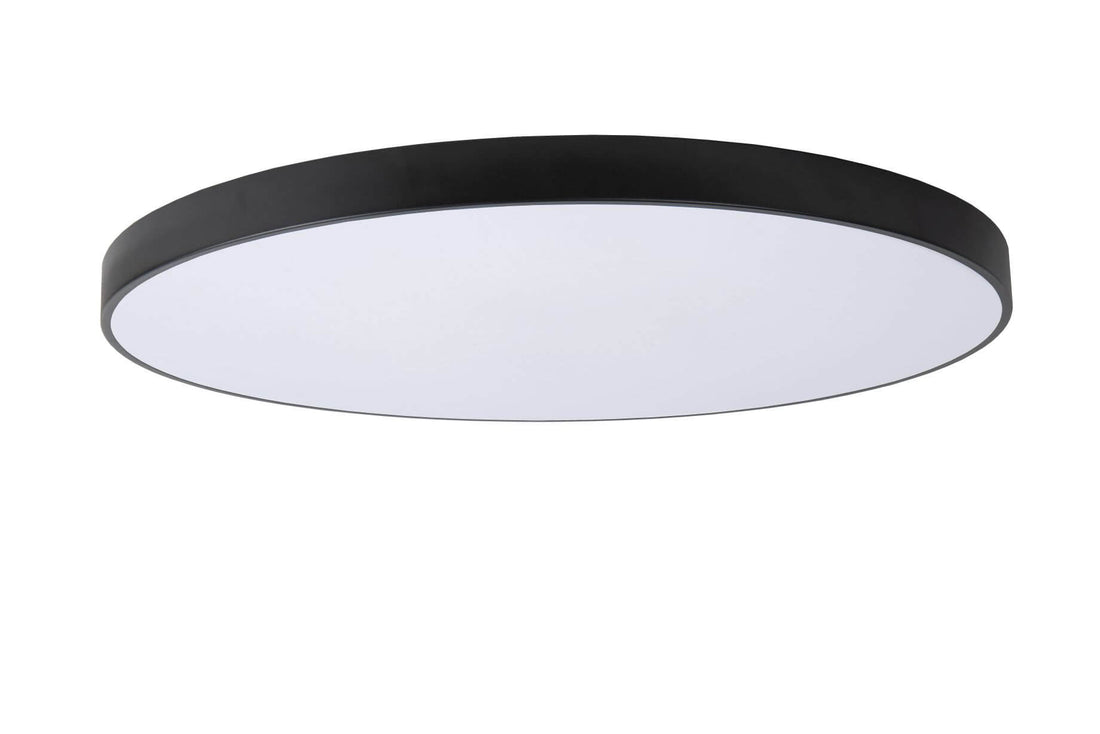 Plafonnier Unar noir et opale, Ø 80 cm