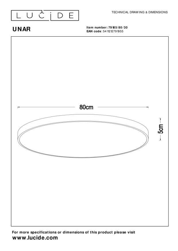 Plafonnier Unar noir et opale, Ø 80 cm