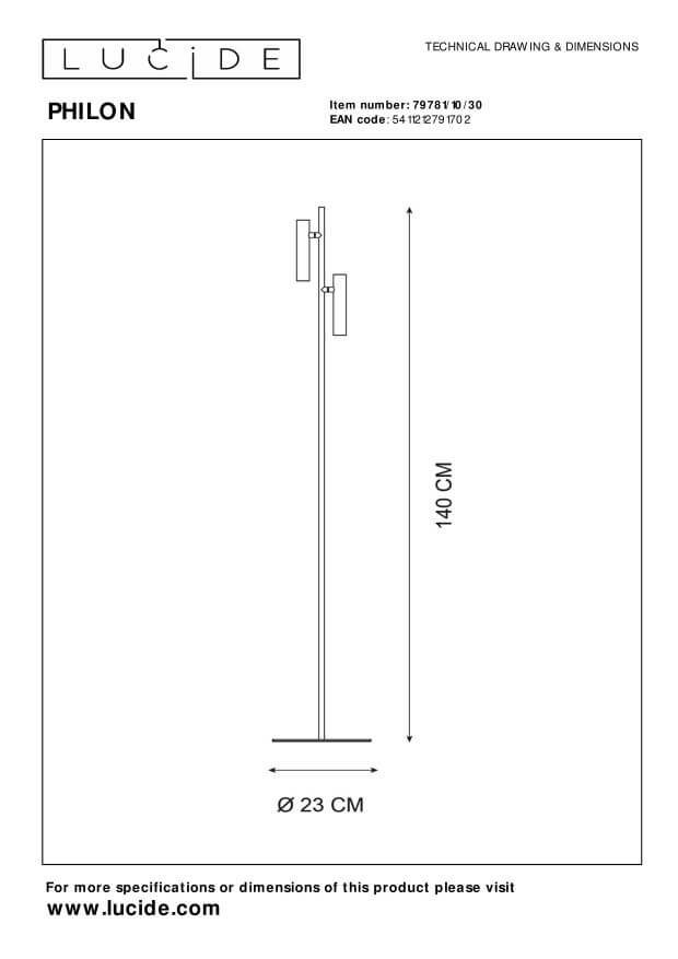 Lampadaire Philon noir (79781/10/30)