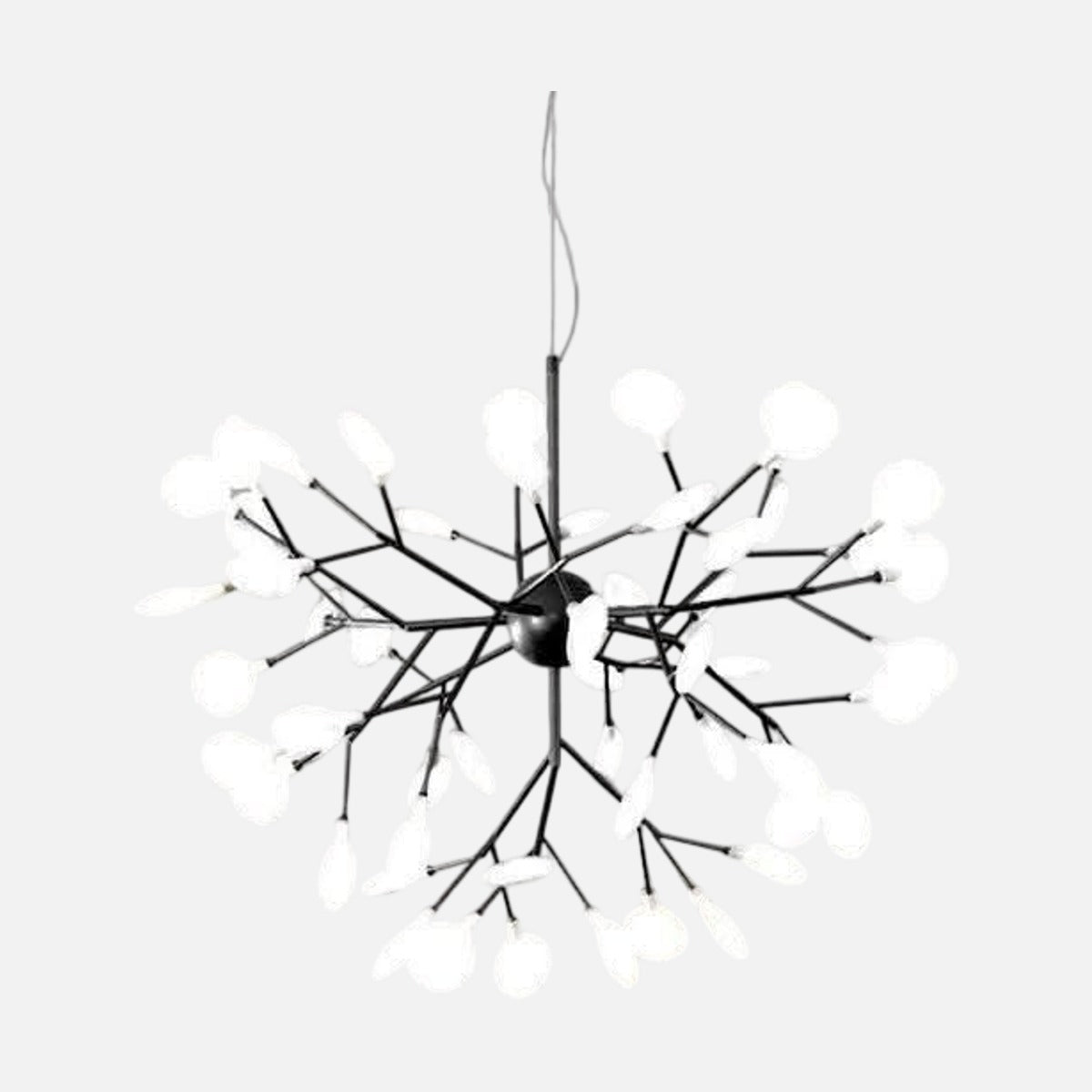 Lustre luciole noir contemporain Éclat Sombre sur fond gris clair – Designix.fr