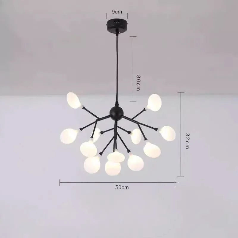 Luminaire Contemporain Noir | Éclat Sombre - Designix Lustre 12 Têtes | 32x50cm