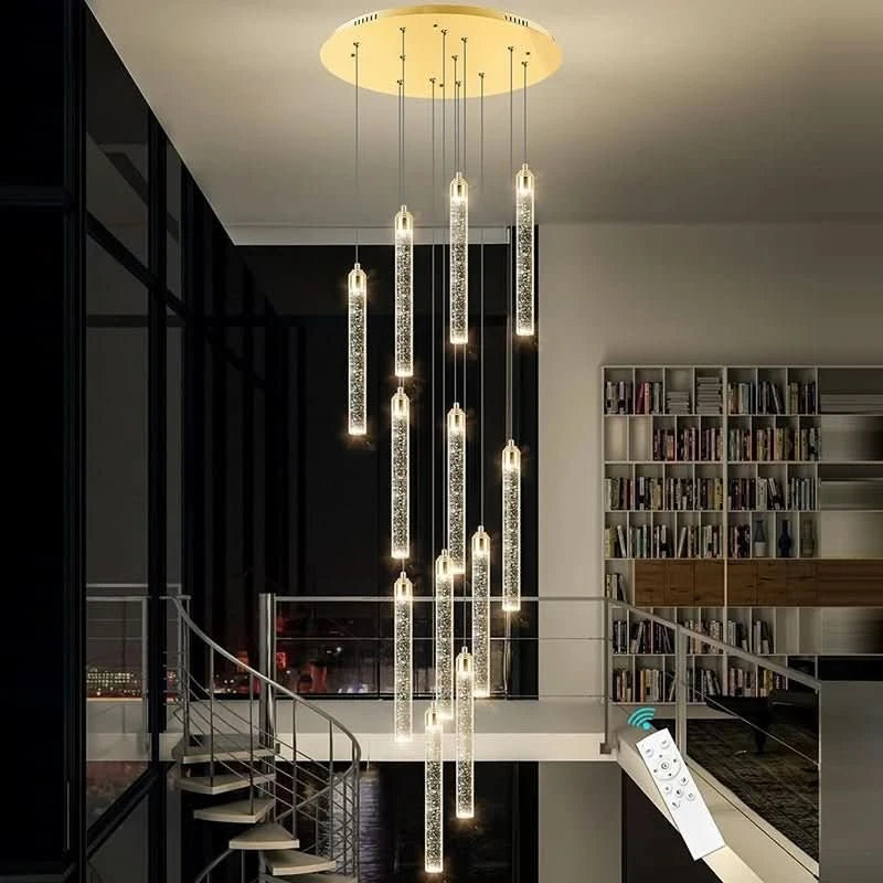 Lustre Escalier Moderne Suspendu Luxe | Edy - Designix Lustre 3 Têtes |15W Blanc Chaud 3000K