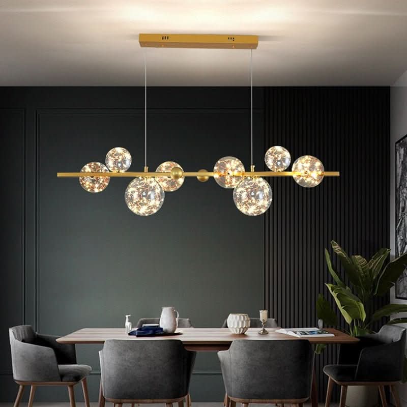 Designer-Kronleuchter Globe mit 8 Kugeln - Moderne Pendelleuchte Schwarz & Gold | Seni