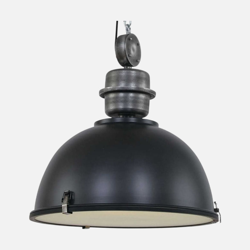 Industrielle XXL-Pendelleuchte in Schwarz, Metallglocke Ø 52 cm, höhenverstellbar | Forgex