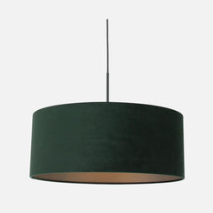 Suspension velours vert, abat-jour tambour | Yaro