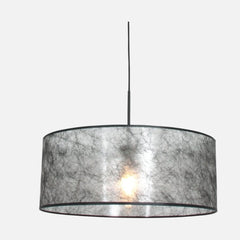 Lustre noir, abat-jour gris tambour | Qory