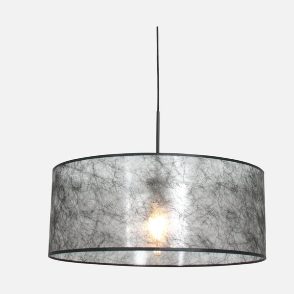 Lustre noir, abat-jour gris tambour | Qory
