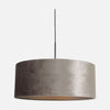 lustre noir velours moderne, abat-jour argenté Ø 50 cm pour salon | Velora