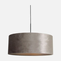 lustre noir velours moderne, abat-jour argenté Ø 50 cm pour salon | Velora