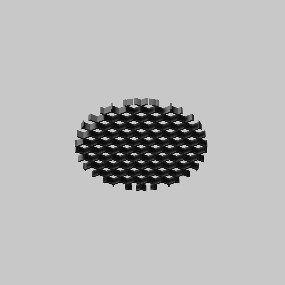 Vue rapprochée de la lentille hexagonale sombre du module éteint