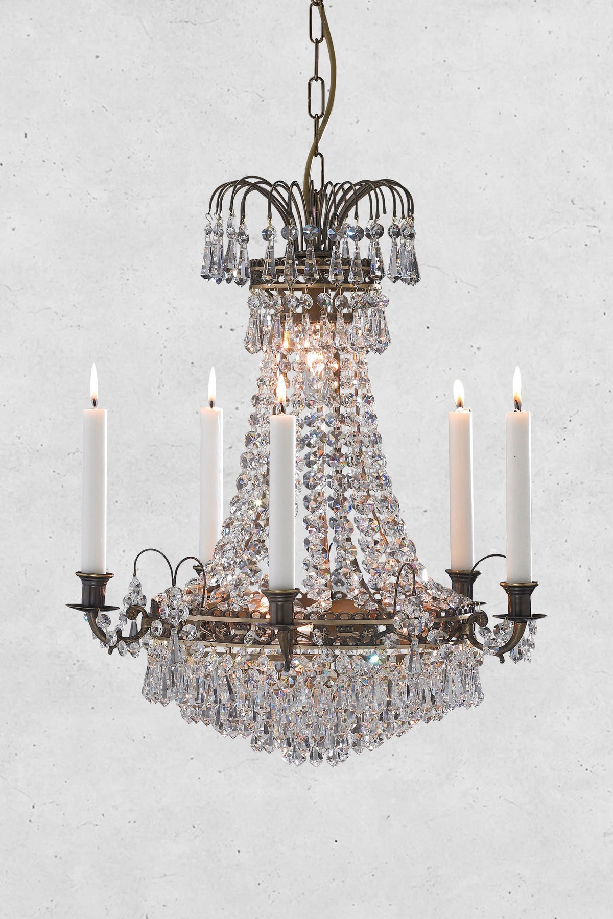 Lustre Läckö en laiton vieilli et cristal