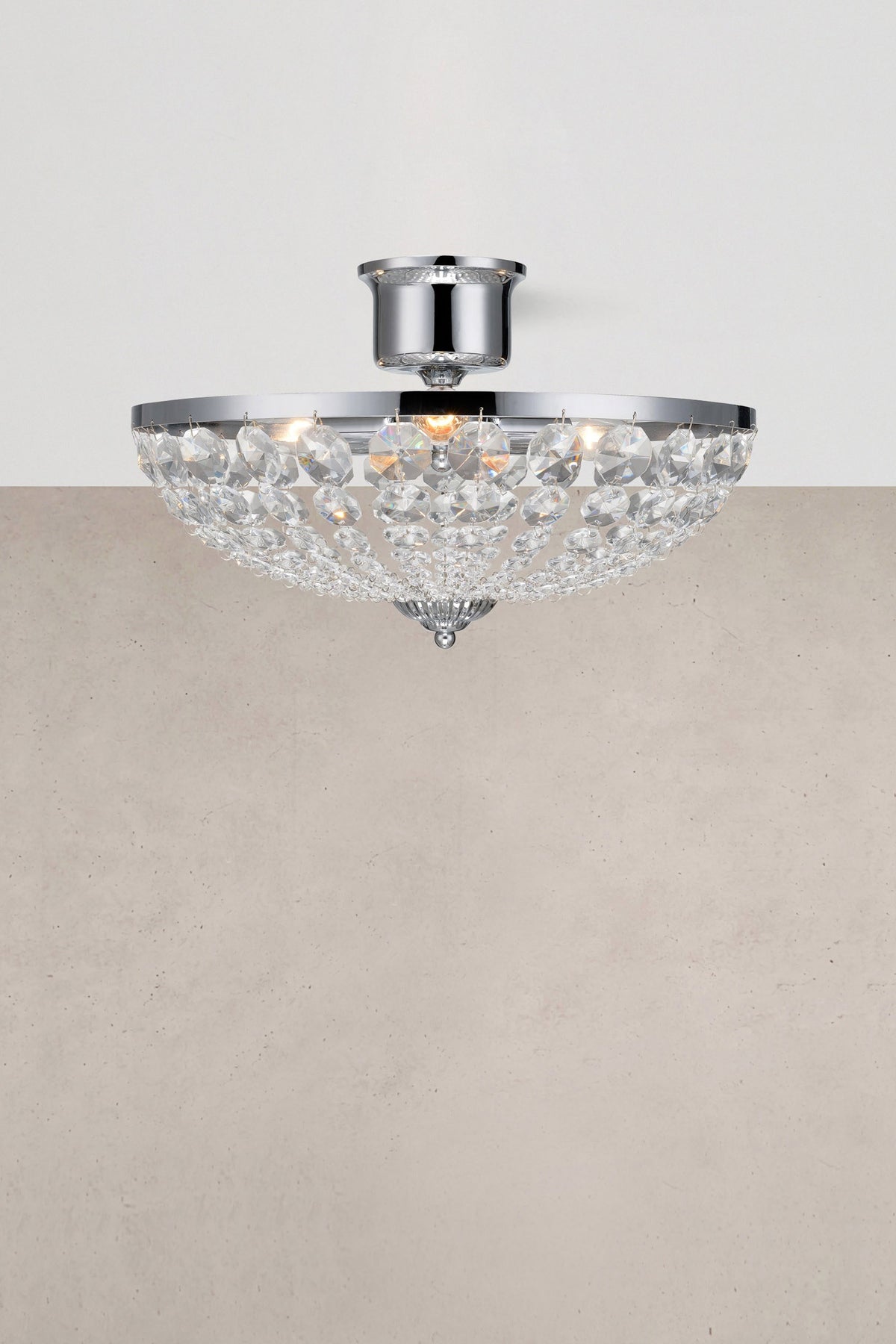 Plafonnier Gränsö 3 lumières chromé et cristal