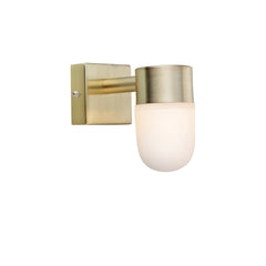 Applique de salle de bain Menton en laiton et verre opalin
