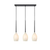 Suspension Salut 3 lumières noire et verre blanc