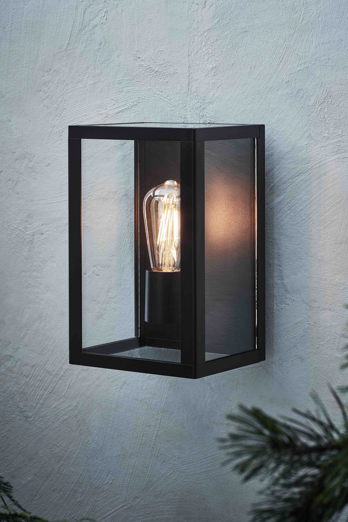 Applique murale d'extérieur Pelham noire et verre transparent IP44