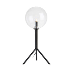 Lampe à poser Andrew noire et verre transparent