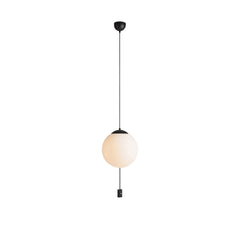 Suspension Here 3 lumières noire et verre blanc