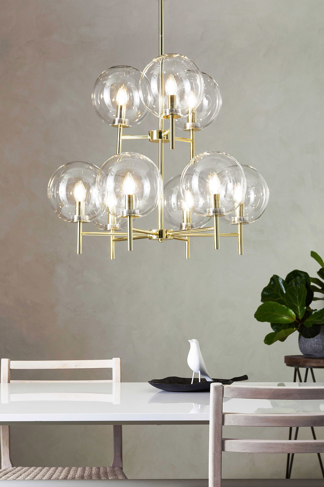 Lustre Crown 9 lumières en verre