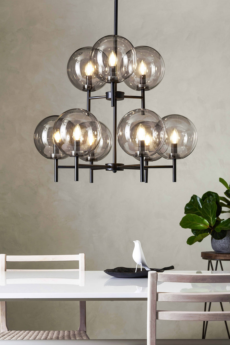 Lustre Crown 9 lumières en verre