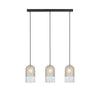 Suspension Cope 3 lumières noire, verre dépoli et verre transparent