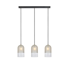 Suspension Cope 3 lumières noire, verre dépoli et verre transparent