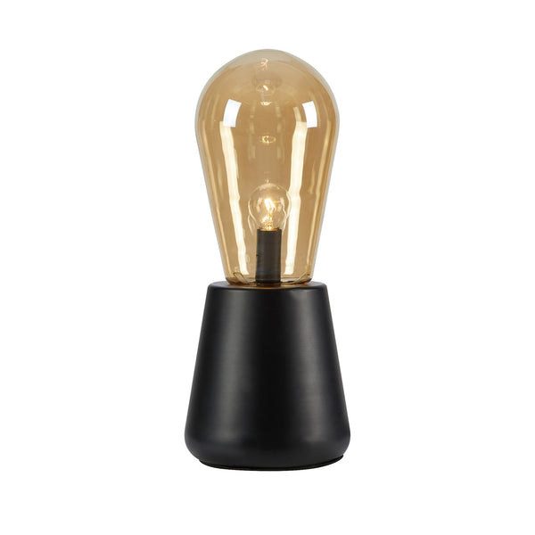 Lampe à poser Brooke noire et verre ambré