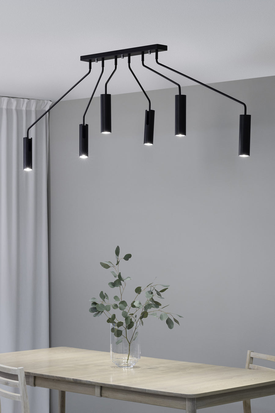 Plafonnier Ramus 6 lumières noir
