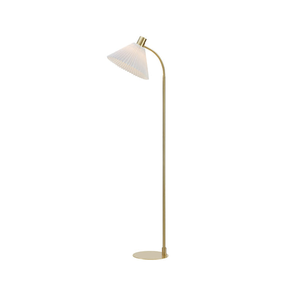 Lampadaire Mira en laiton brossé et blanc