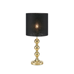 Lampe à poser Octo en laiton et noire, abat-jour en lin