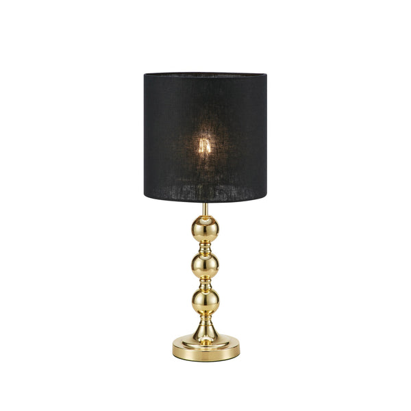 Lampe à poser Octo en laiton et noire, abat-jour en lin
