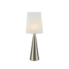Lampe à poser Conus en nickel satiné et blanc cassé, abat-jour en lin
