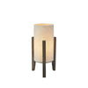 Lampe à poser Eruca en bois teinté brun et beige, abat-jour en lin