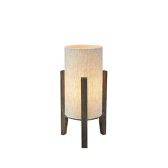 Lampe à poser Eruca en bois teinté brun et beige, abat-jour en lin